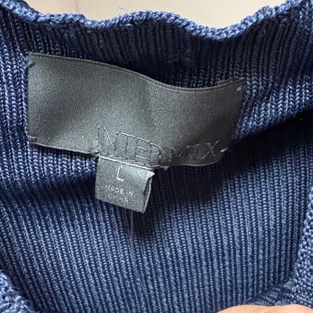 INTERMIX Navy Ribbed Knit Top - Picture 2 of 4